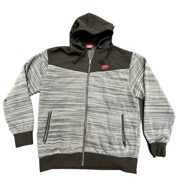 90s Nike Full Zip Gray Heavy Duty Hoodie Jacket Red Tag XL - Picture 1 of 5